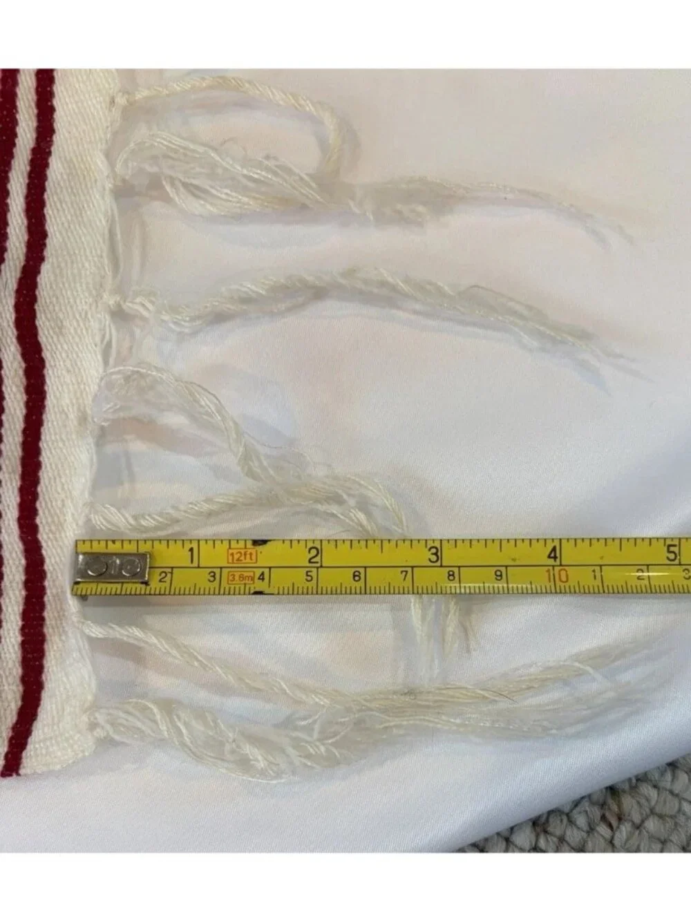 Vintage 80s Yellow Mexican Serape Blanket Colorful Stripes Boho  Fringe 82